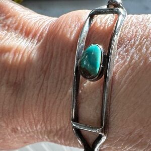 Vintage silver cuff with turquoise stone